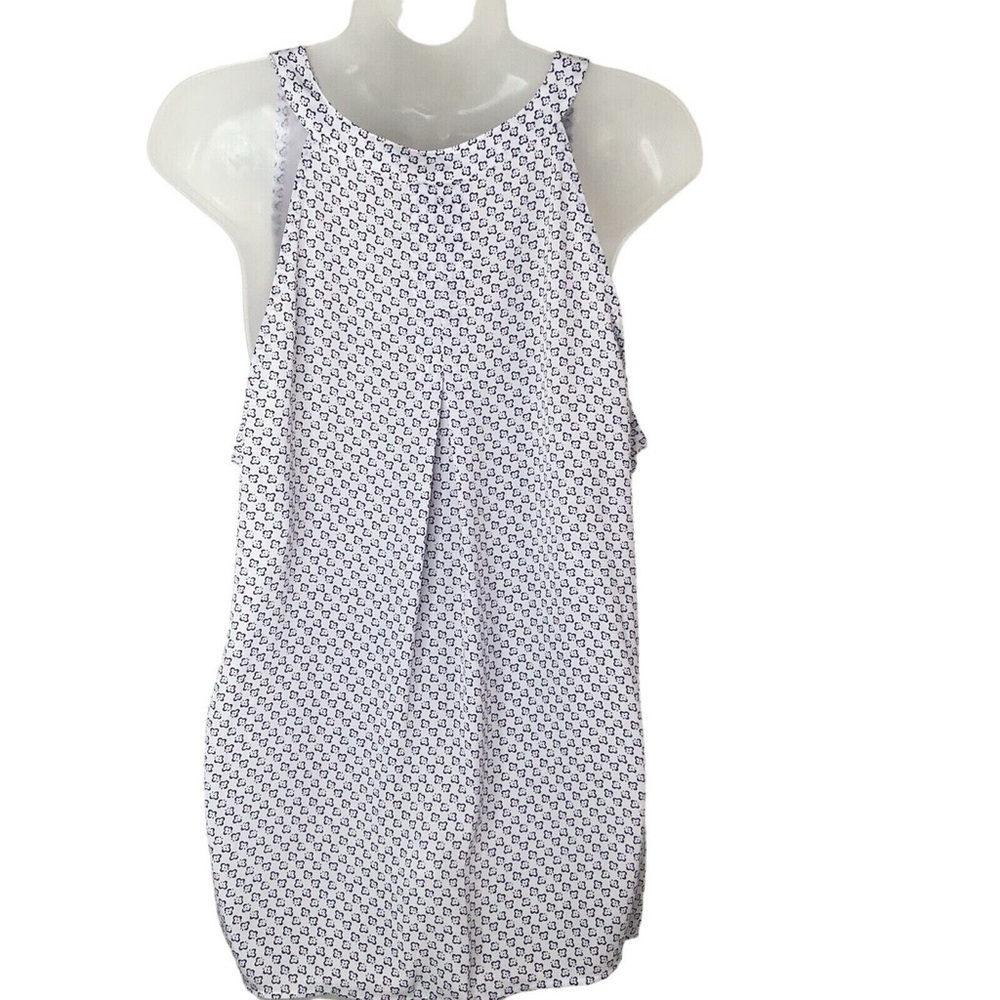 CAbi Priscilla Sleeveless Blouse Button Front Purple White Corpcore Librarian S - Picture 7 of 15